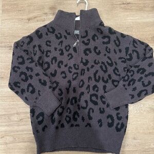 Leopard Sweater Quarter Zip